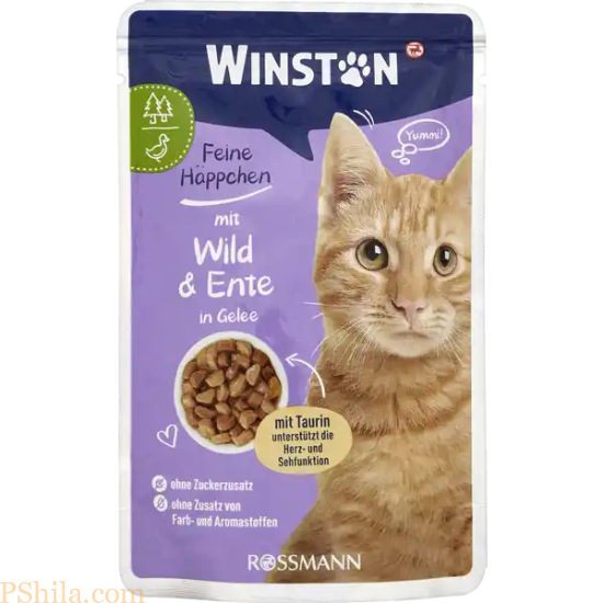 پوچ گربه وینستون با طعم شکار و اردک در ژله